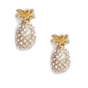 Kate Spade By the Pool Crystal Pineapple Stud Earrings New With Dust Bag